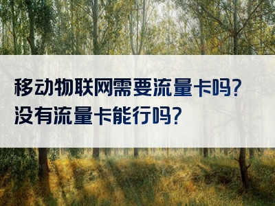 移动物联网需要流量卡吗？没有流量卡能行吗？