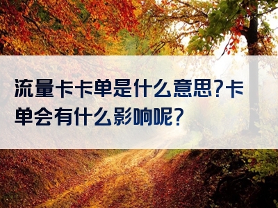 流量卡卡单是什么意思？卡单会有什么影响呢？