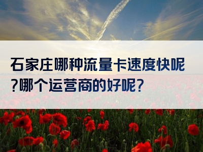 石家庄哪种流量卡速度快呢？哪个运营商的好呢？