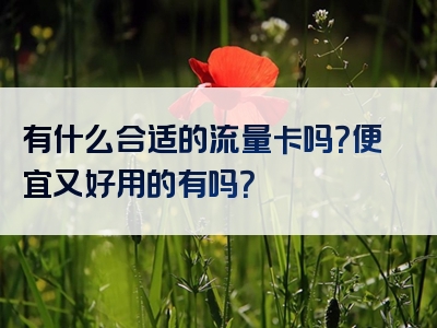 有什么合适的流量卡吗？便宜又好用的有吗？