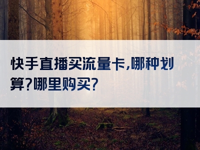 快手直播买流量卡，哪种划算？哪里购买？