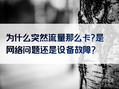 为什么突然流量那么卡？是网络问题还是设备故障？