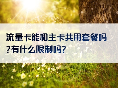 流量卡能和主卡共用套餐吗？有什么限制吗？