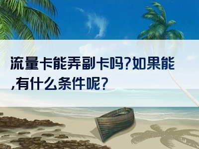 流量卡能弄副卡吗？如果能，有什么条件呢？