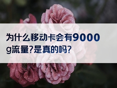 为什么移动卡会有9000g流量？是真的吗？