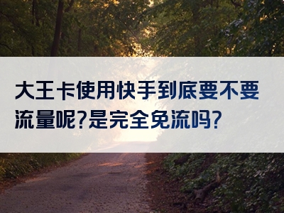 大王卡使用快手到底要不要流量呢？是完全免流吗？