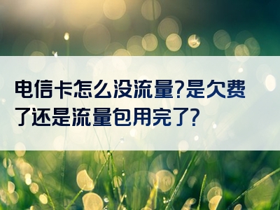 电信卡怎么没流量？是欠费了还是流量包用完了？