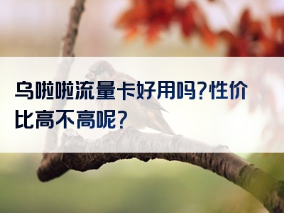 乌啦啦流量卡好用吗？性价比高不高呢？