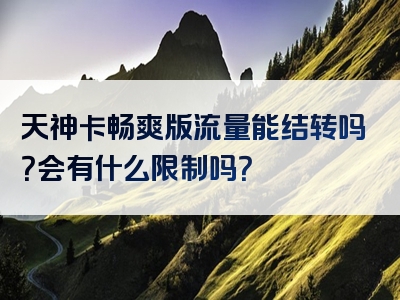 天神卡畅爽版流量能结转吗？会有什么限制吗？