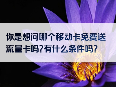 你是想问哪个移动卡免费送流量卡吗？有什么条件吗？