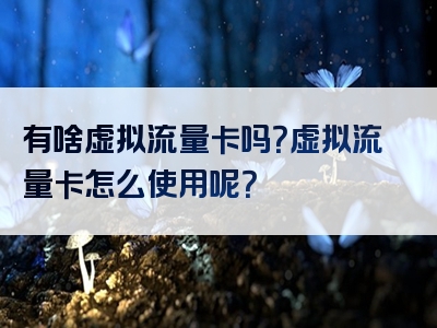 有啥虚拟流量卡吗？虚拟流量卡怎么使用呢？