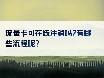 流量卡可在线注销吗？有哪些流程呢？
