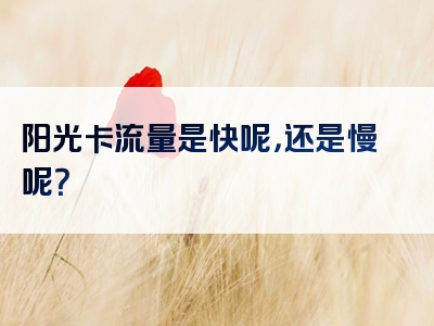 阳光卡流量是快呢，还是慢呢？