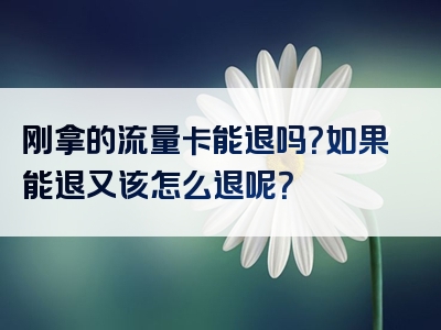 刚拿的流量卡能退吗？如果能退又该怎么退呢？