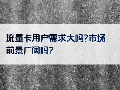 流量卡用户需求大吗？市场前景广阔吗？