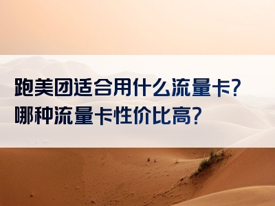 跑美团适合用什么流量卡？哪种流量卡性价比高？