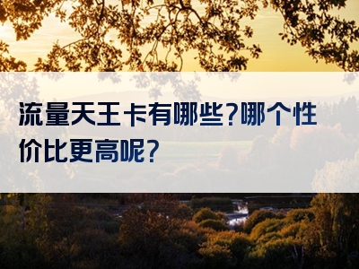 流量天王卡有哪些？哪个性价比更高呢？