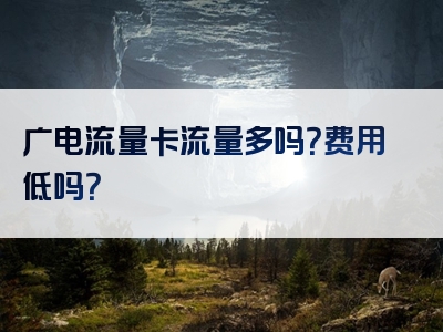 广电流量卡流量多吗？费用低吗？