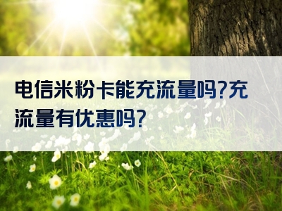 电信米粉卡能充流量吗？充流量有优惠吗？