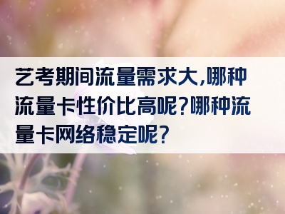 艺考期间流量需求大，哪种流量卡性价比高呢？哪种流量卡网络稳定呢？