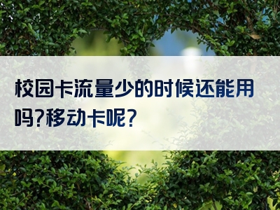 校园卡流量少的时候还能用吗？移动卡呢？