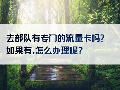 去部队有专门的流量卡吗？如果有，怎么办理呢？