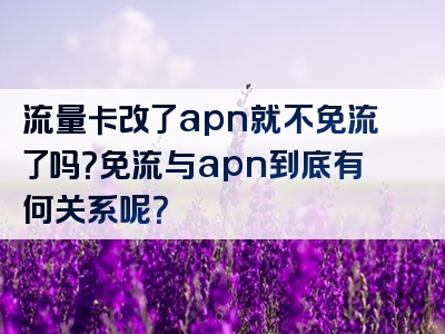 流量卡改了apn就不免流了吗？免流与apn到底有何关系呢？