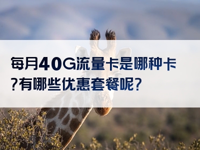 每月40G流量卡是哪种卡？有哪些优惠套餐呢？