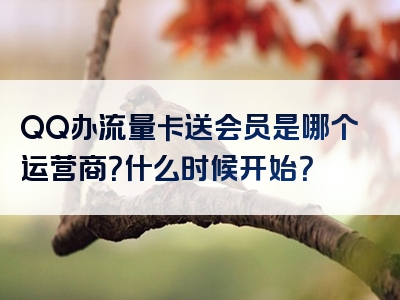 QQ办流量卡送会员是哪个运营商？什么时候开始？
