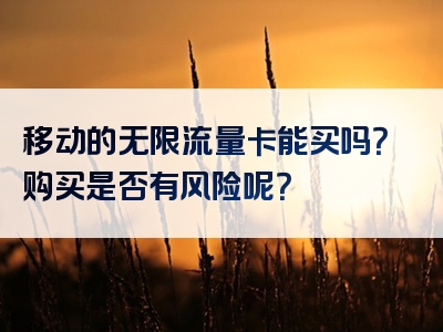 移动的无限流量卡能买吗？购买是否有风险呢？