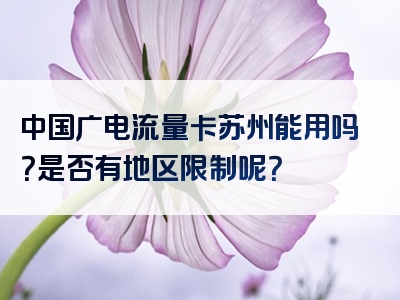 中国广电流量卡苏州能用吗？是否有地区限制呢？