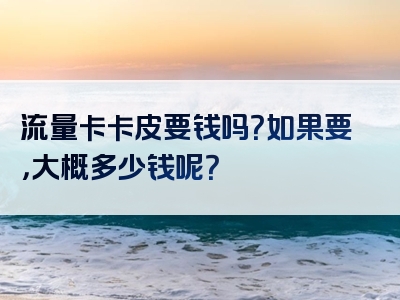 流量卡卡皮要钱吗？如果要，大概多少钱呢？