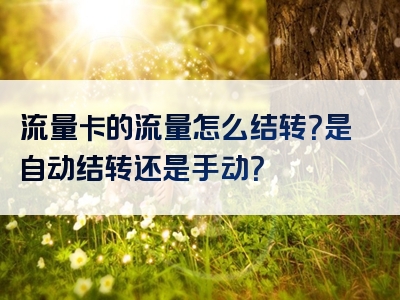流量卡的流量怎么结转？是自动结转还是手动？