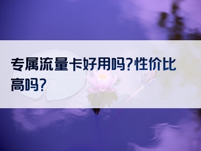 专属流量卡好用吗？性价比高吗？