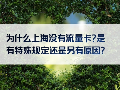 为什么上海没有流量卡？是有特殊规定还是另有原因？