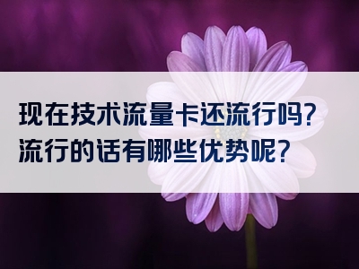 现在技术流量卡还流行吗？流行的话有哪些优势呢？
