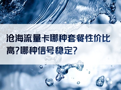 沧海流量卡哪种套餐性价比高？哪种信号稳定？