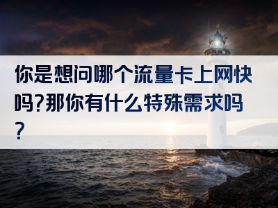 你是想问哪个流量卡上网快吗？那你有什么特殊需求吗？