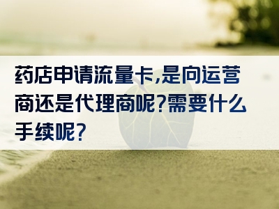 药店申请流量卡，是向运营商还是代理商呢？需要什么手续呢？