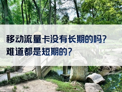 移动流量卡没有长期的吗？难道都是短期的？