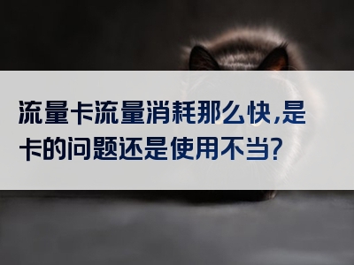 流量卡流量消耗那么快，是卡的问题还是使用不当？