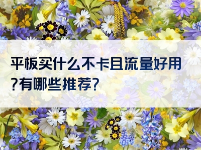 平板买什么不卡且流量好用？有哪些推荐？