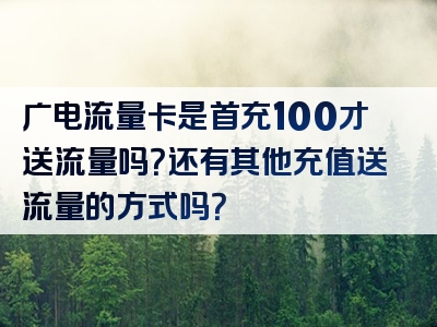 广电流量卡是首充100才送流量吗？还有其他充值送流量的方式吗？