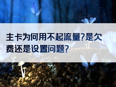 主卡为何用不起流量？是欠费还是设置问题？