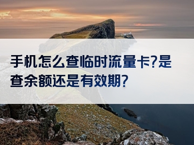 手机怎么查临时流量卡？是查余额还是有效期？