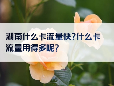 湖南什么卡流量快？什么卡流量用得多呢？