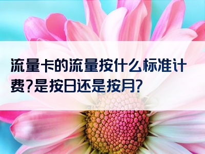 流量卡的流量按什么标准计费？是按日还是按月？
