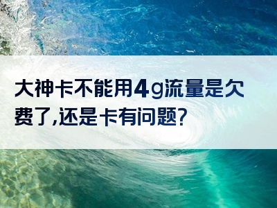 大神卡不能用4g流量是欠费了，还是卡有问题？