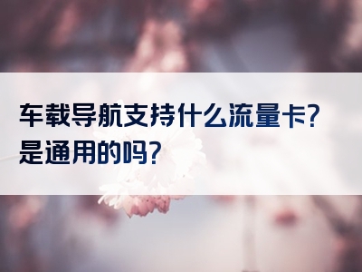 车载导航支持什么流量卡？是通用的吗？