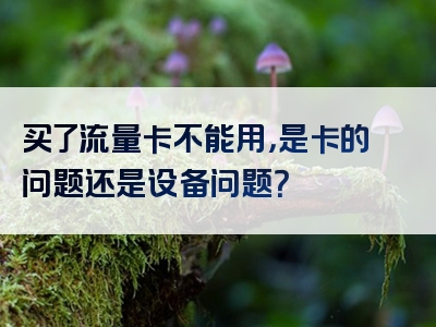 买了流量卡不能用，是卡的问题还是设备问题？
